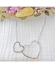Collier Double coeur acier