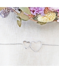 Bracelet Double coeur acier argenté
