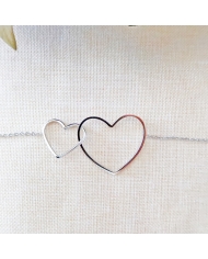 Bracelet Double coeur acier argenté