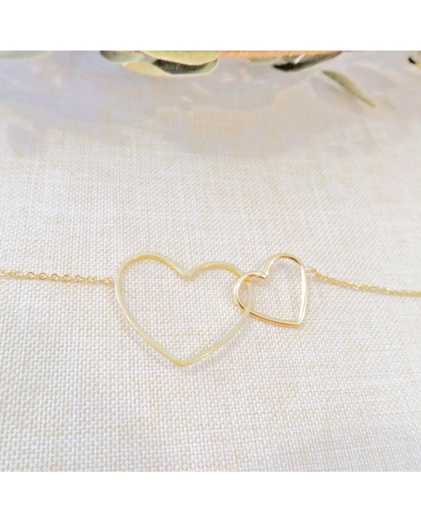 Bracelet Double coeur acier doré