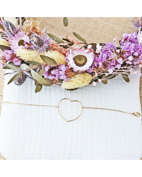 Bracelet coeur acier doré
