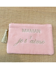 Pochette Maman je t'aime brodé
