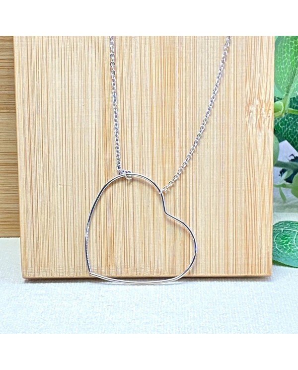 Collier Cœur acier argenté