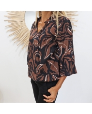 Blouse Kadorita Chocolat KAFFE