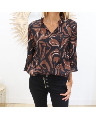 Blouse Kadorita Chocolat KAFFE