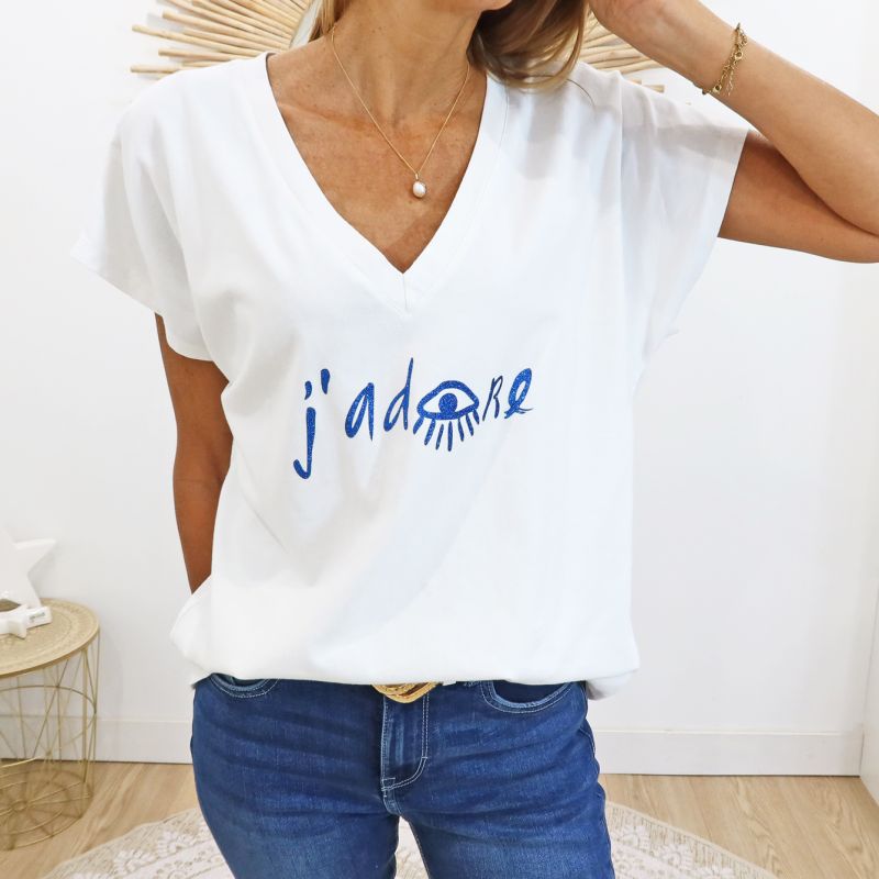 T-shirt J'adore 🥰 Blc/bleu