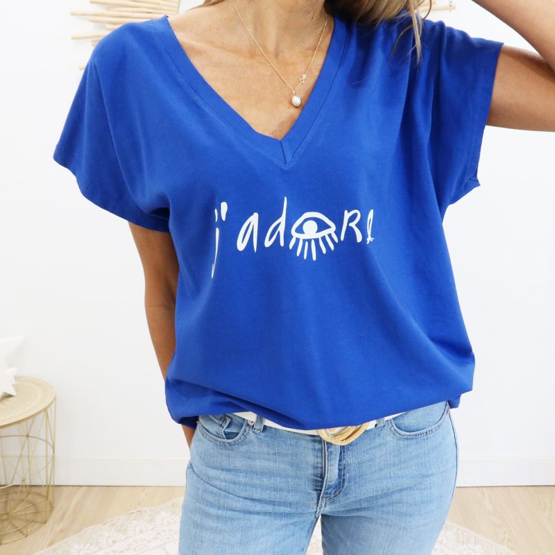 T-shirt J'adore 🥰 Blc/bleu