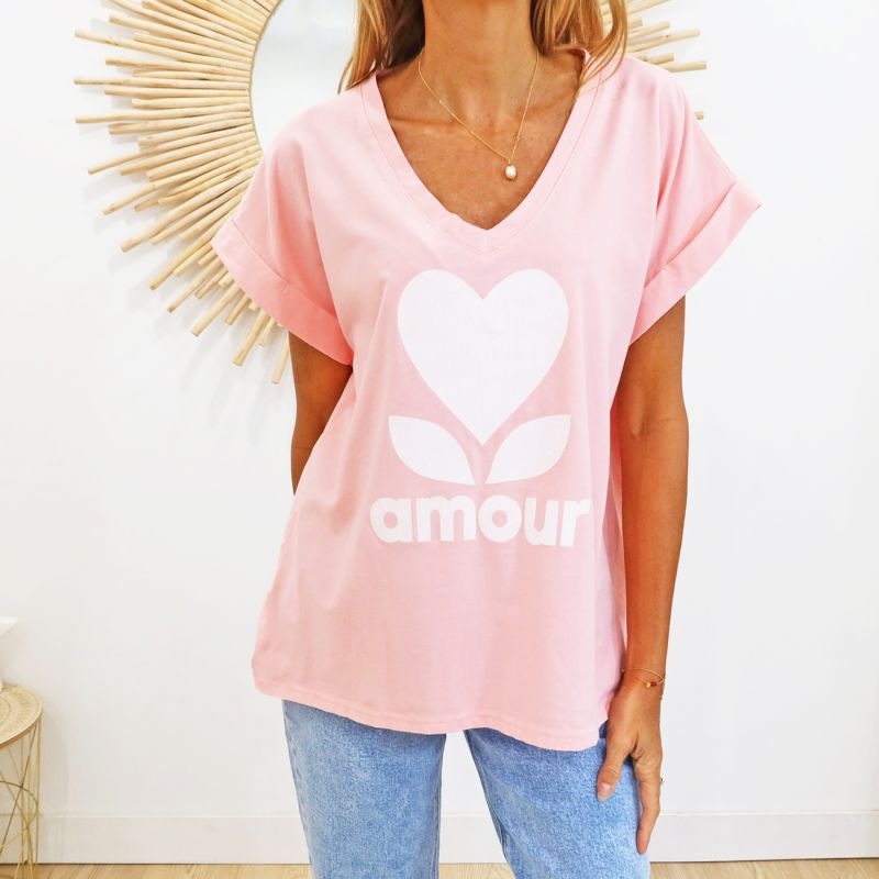 T-shirt Amour pêche