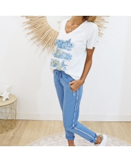 T-shirt papillons bleu jean