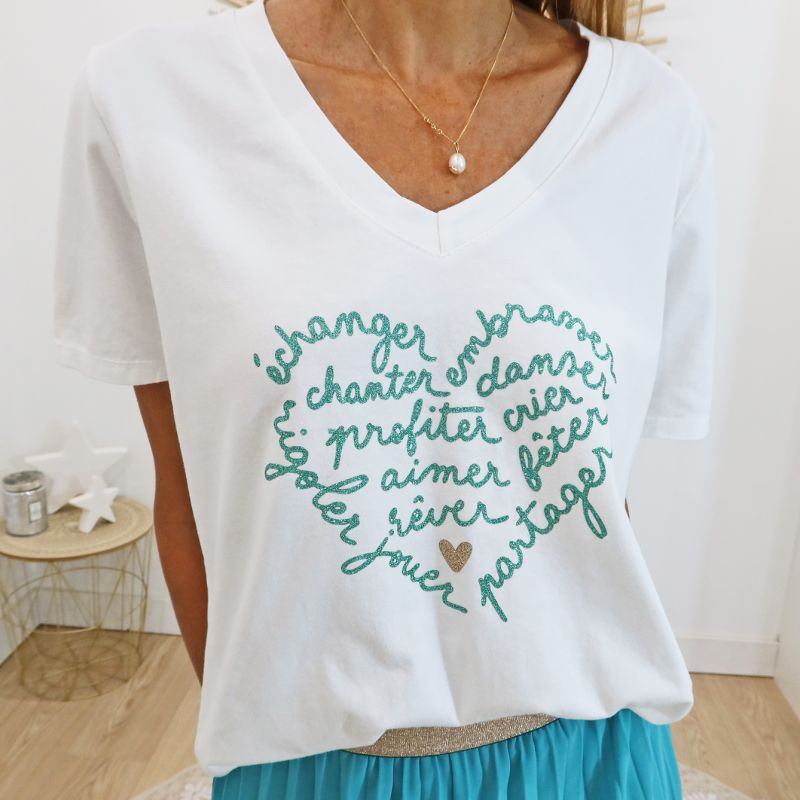 T-shirt Positive Attitude turquoise 💖