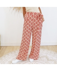 Pantalon Karen rouge/beige