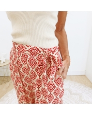 Pantalon Karen rouge/beige