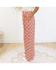 Pantalon Karen rouge/beige