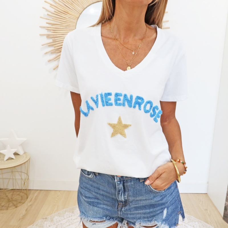 T-shirt La vie en rose (ciel)