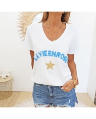 T-shirt La vie en rose (ciel)