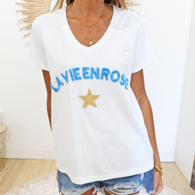 T-shirt La vie en rose (ciel)