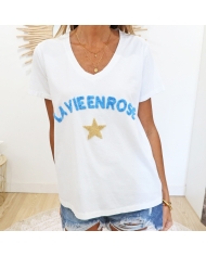 T-shirt La vie en rose (ciel)