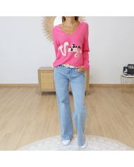 Pull Vintage fuchsia