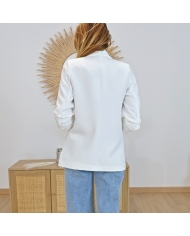 Veste blazer Laïa blanc cassé manches 3/4
