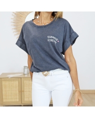 T-shirt Daisy noir délavé