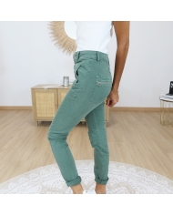 Jean slim kaki femme - Vue de côté