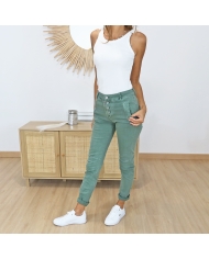 Jean slim kaki femme - Vue 3/4 avant