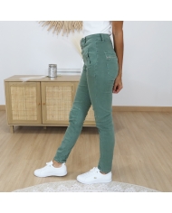 Jean slim kaki femme - Vue de profil