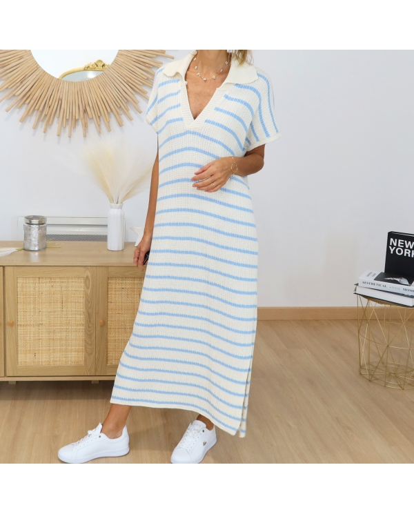 Robe longue Maurine bleu