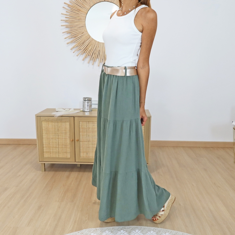 jupe bohème femme kaki été tendance
