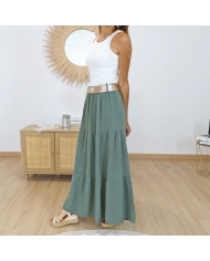 jupe kaki femme coupe longue fluide