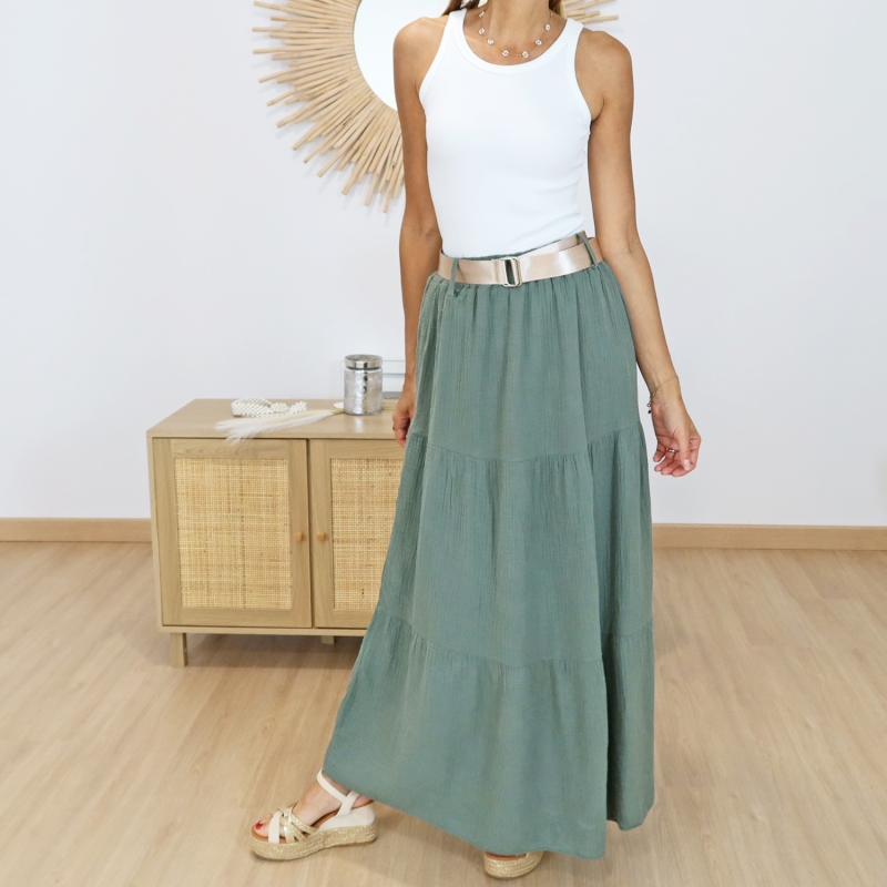 jupe femme kaki style bohème romantique