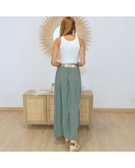 jupe bohème kaki avec taille élastique