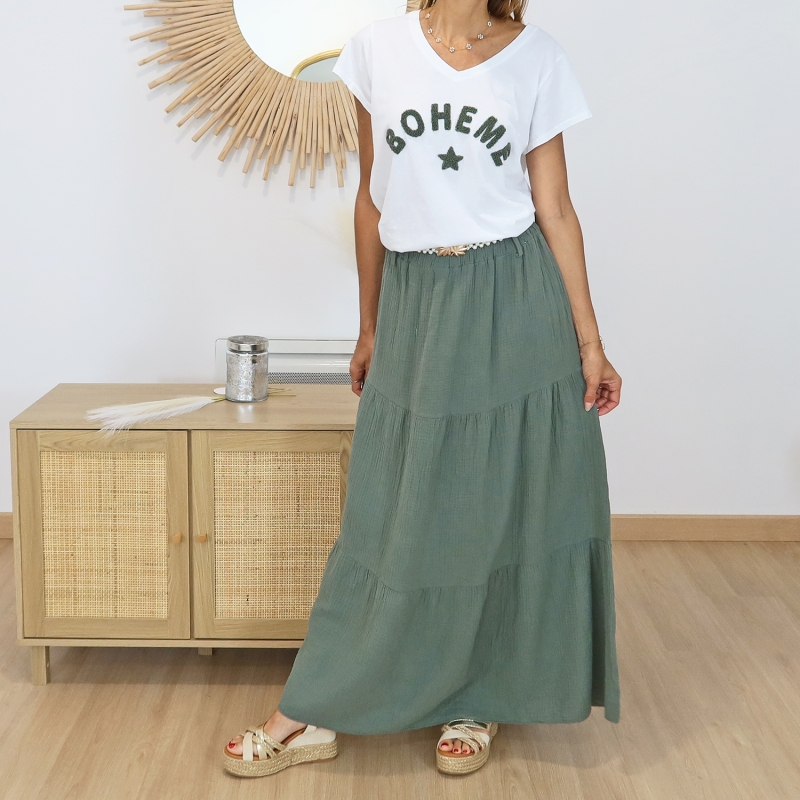 T-shirt Bohème kaki