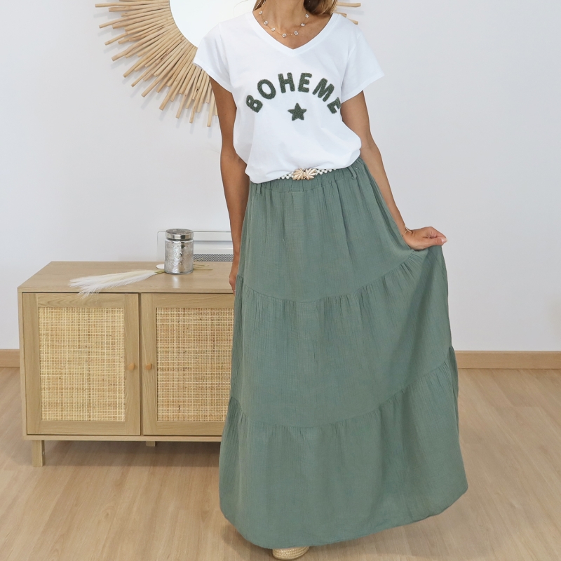 T-shirt Bohème kaki