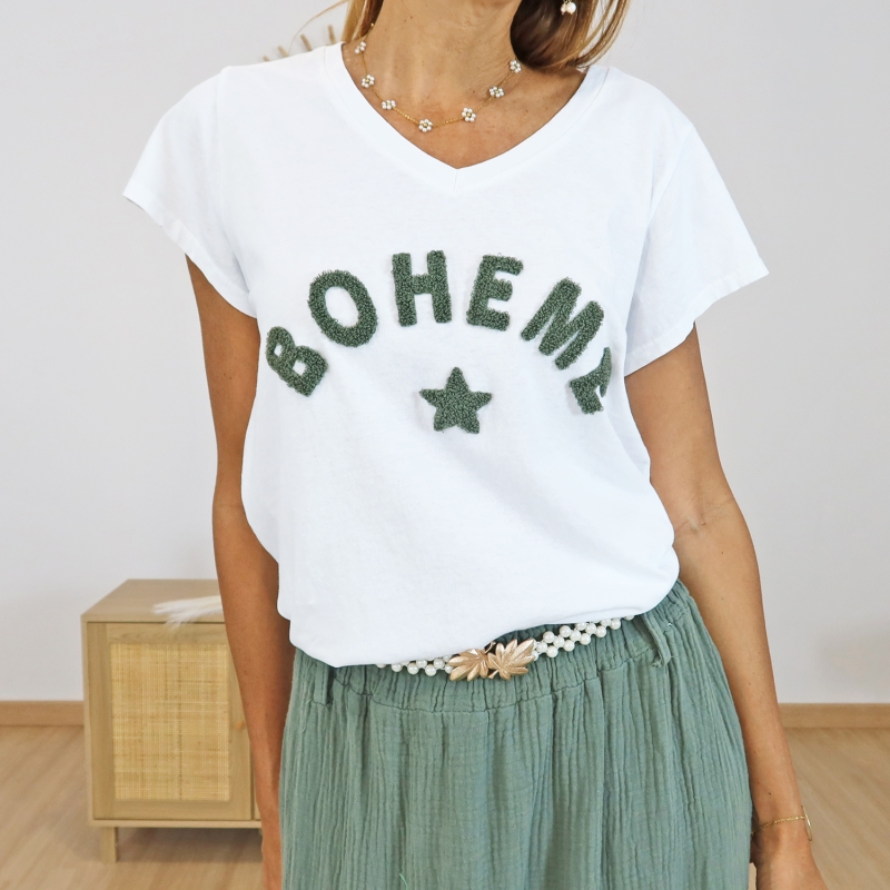 T-shirt Bohème kaki