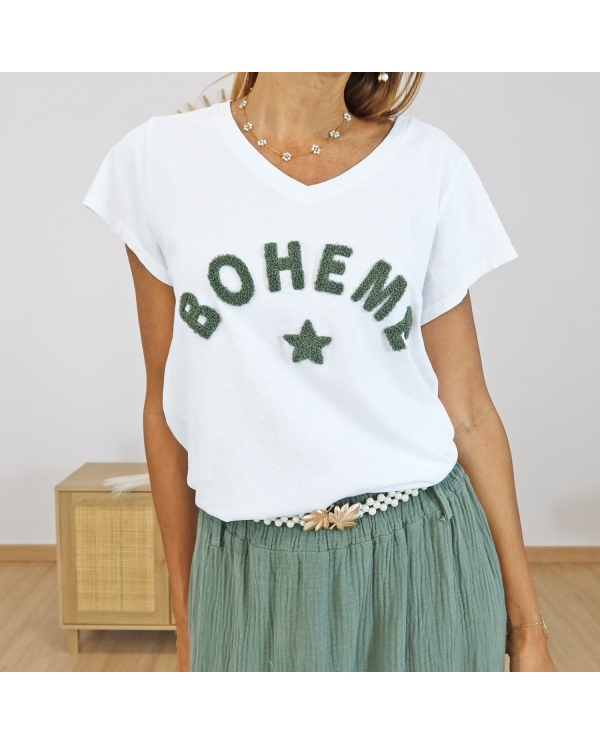 T-shirt Bohème kaki