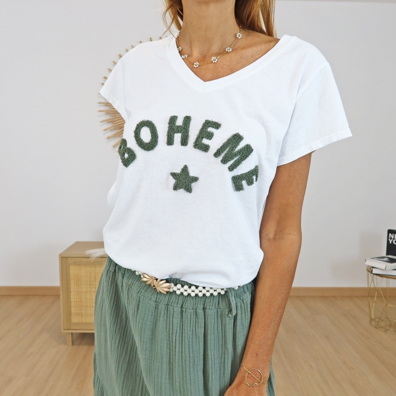 T-shirt Bohème kaki