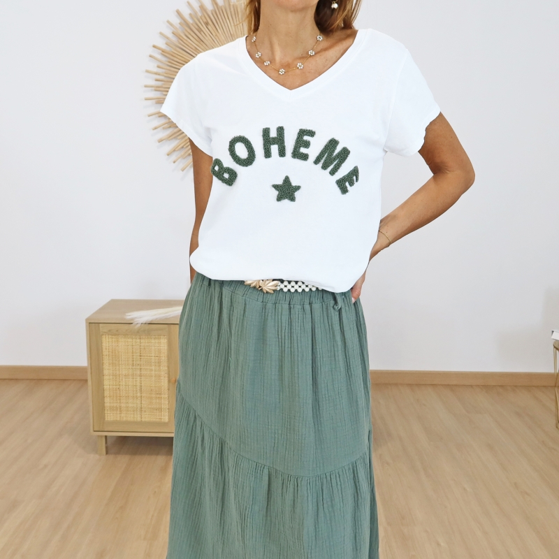 T-shirt Bohème kaki