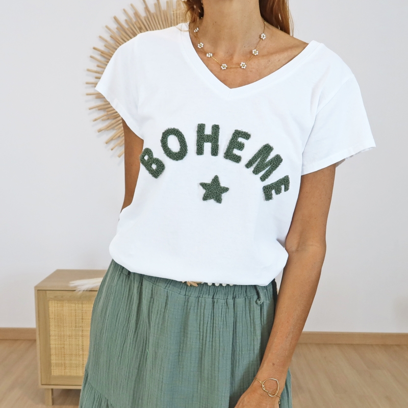 T-shirt Bohème kaki