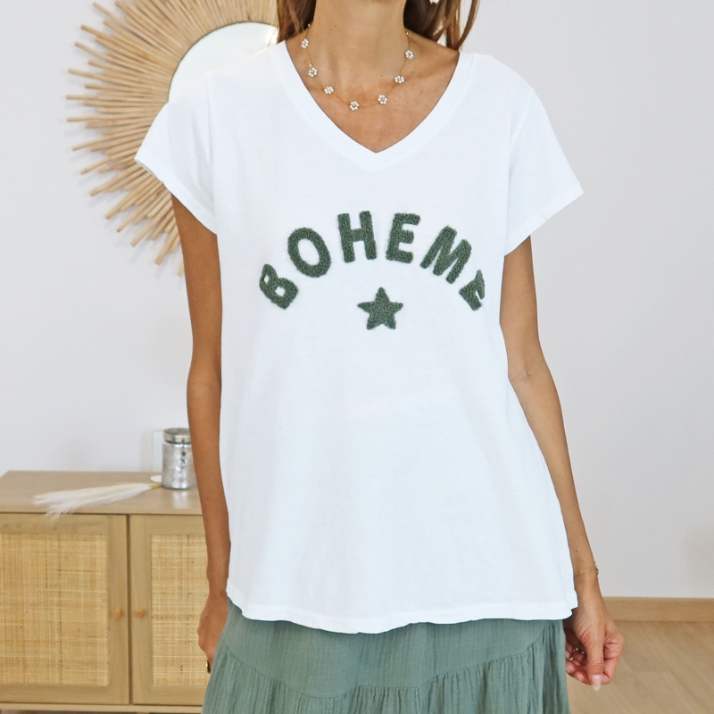 T-shirt Bohème kaki