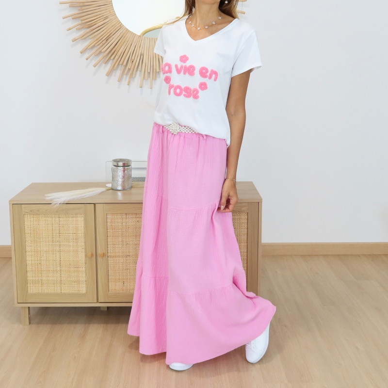 jupe femme rose style bohème chic