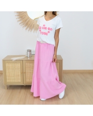 jupe femme rose style bohème chic
