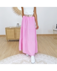 jupe longue été rose femme