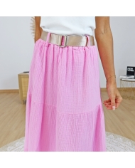 jupe longue rose taille élastique