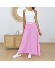 jupe bohème chic rose fluide