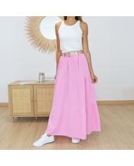 jupe longue femme confortable rose