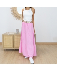 jupe gaze de coton rose