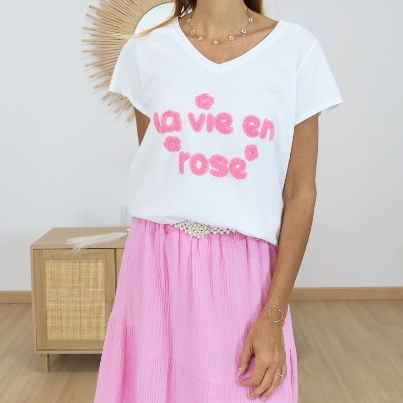 T-shirt la vie en rose (rose)