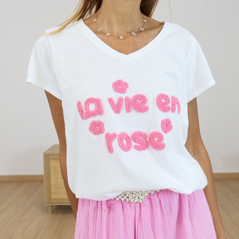 T-shirt la vie en rose (rose)