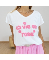 T-shirt la vie en rose (rose)